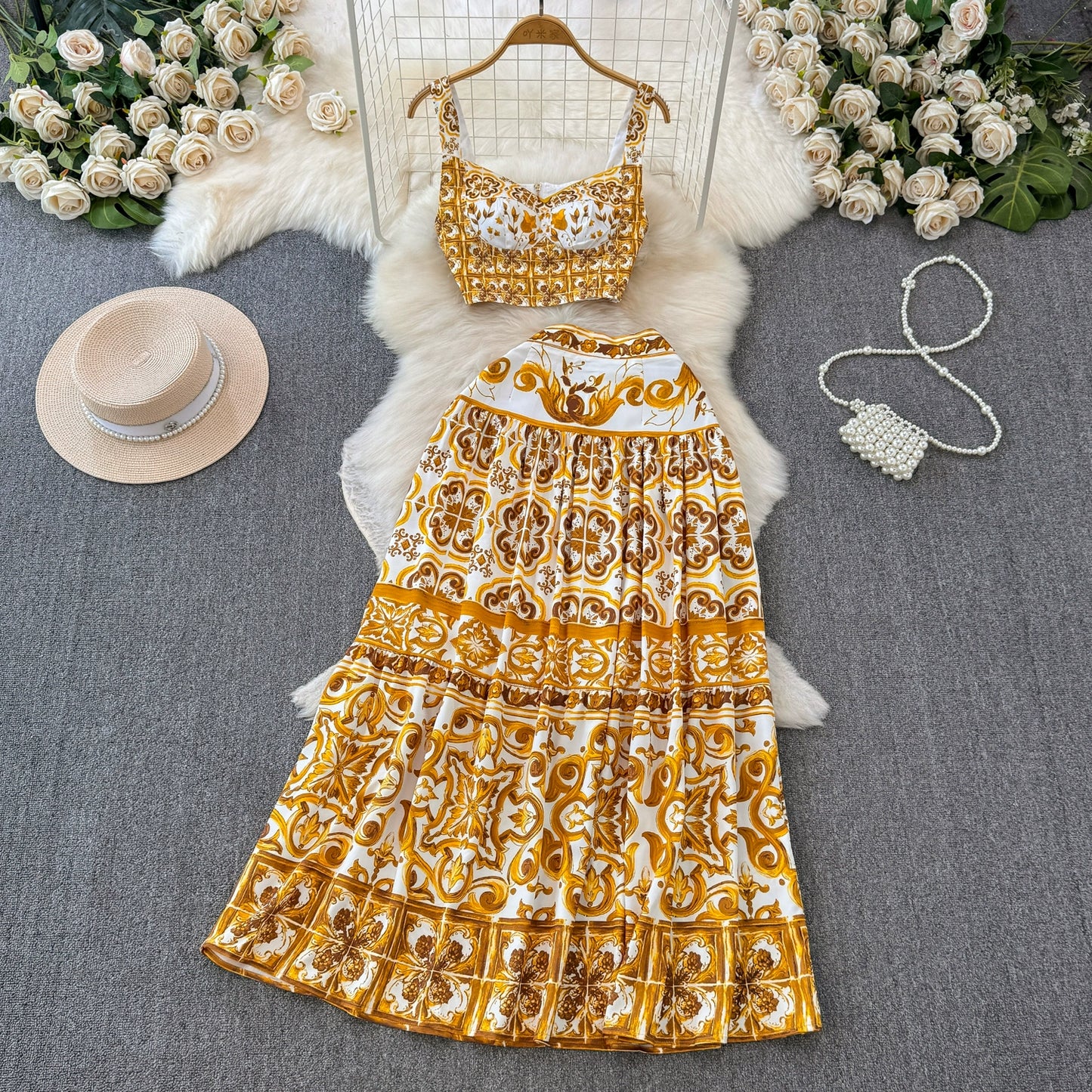 Sunset Bloom Floral Two-Piece Set