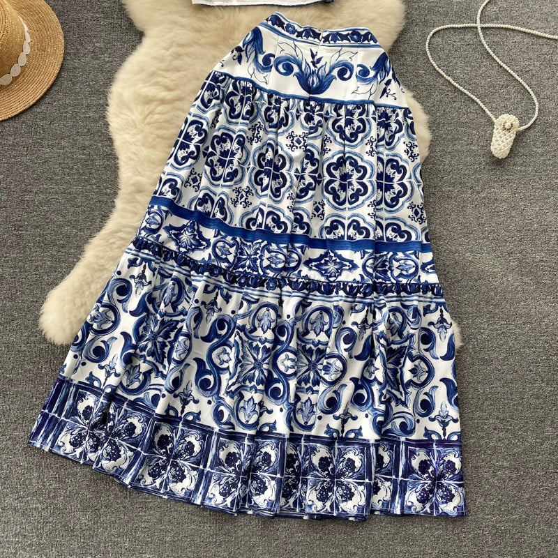 Porcelain Chic Spaghetti Strap Top and Skirt Set