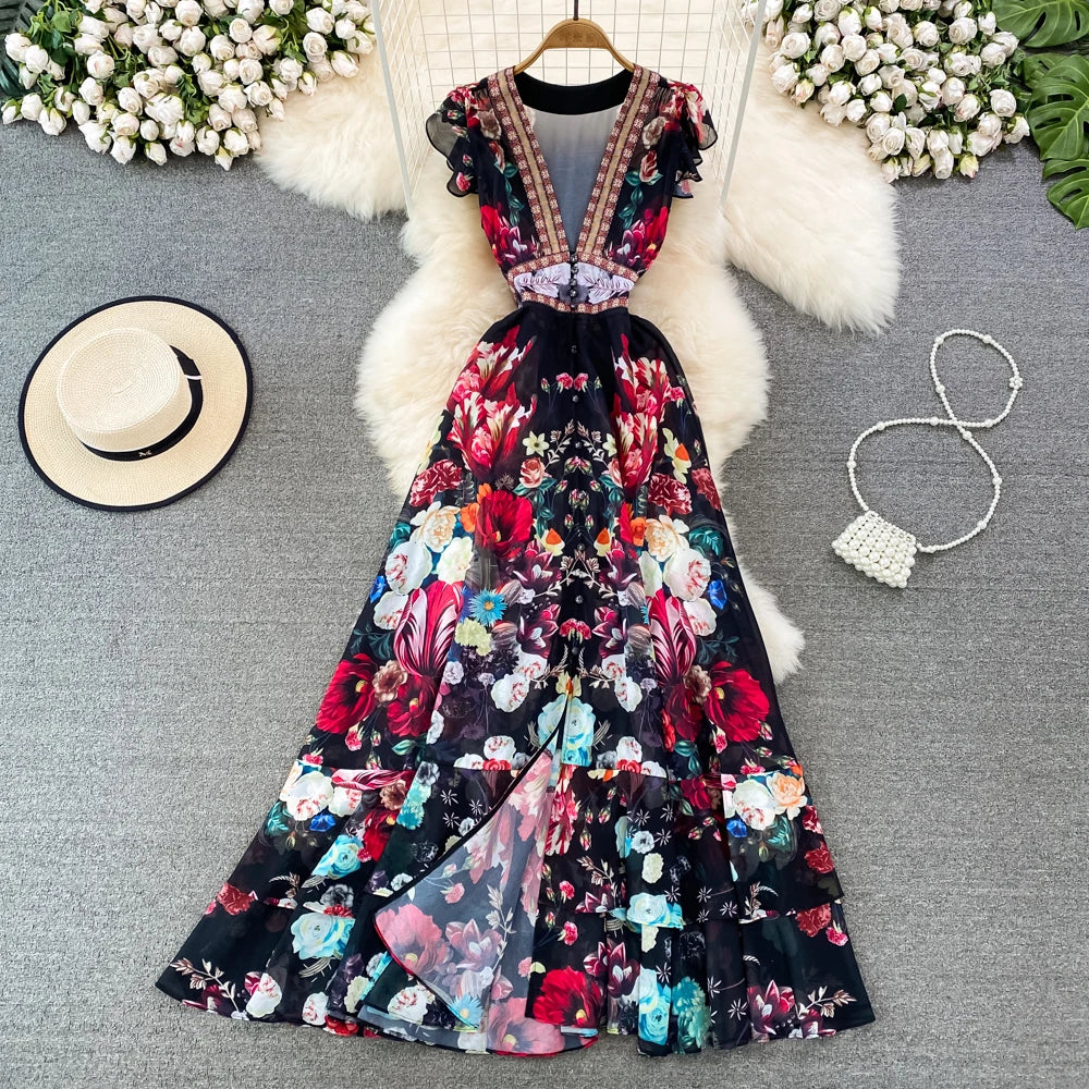 Vintage Vibes Floral Pleated Dress