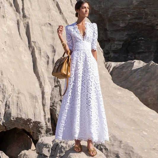 Timeless Elegance White Maxi Dress