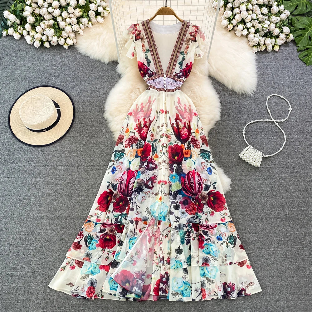 Vintage Vibes Floral Pleated Dress