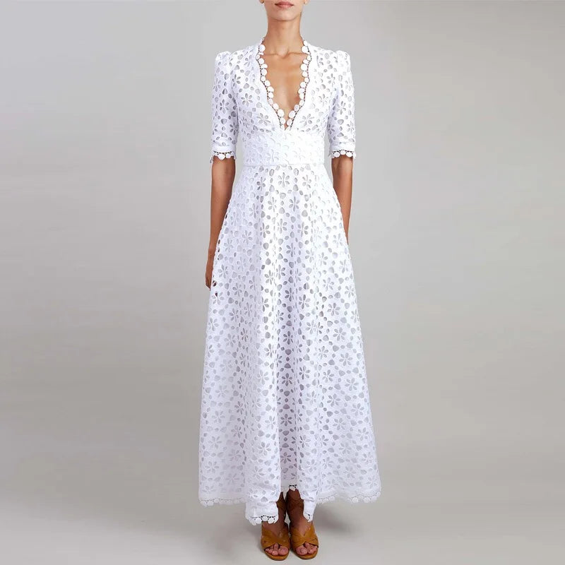 Timeless Elegance White Maxi Dress