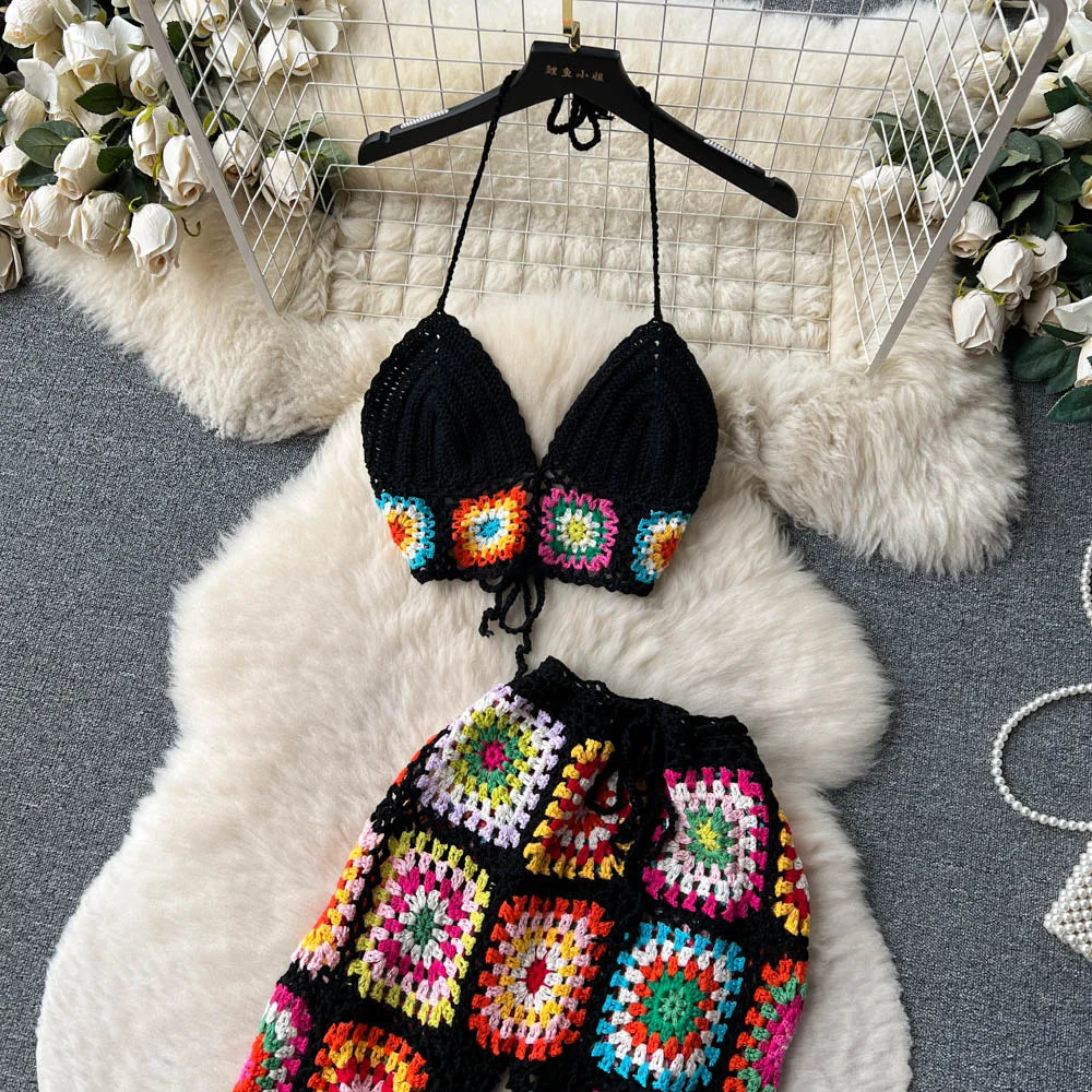 Knitted Two-Piece Beach Funky Set