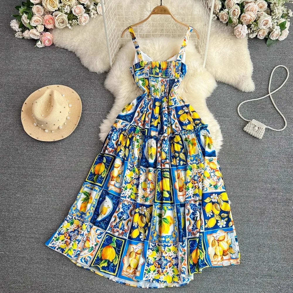 Lemon Blossom Bow-Back Maxi Dress