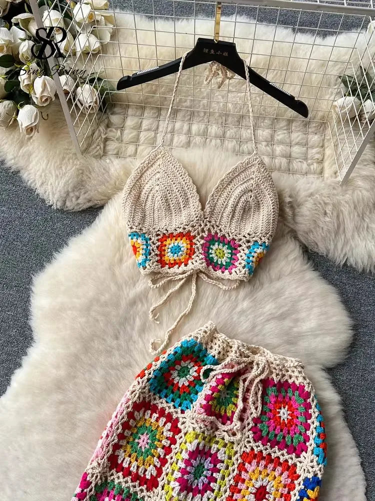 Knitted Two-Piece Beach Funky Set