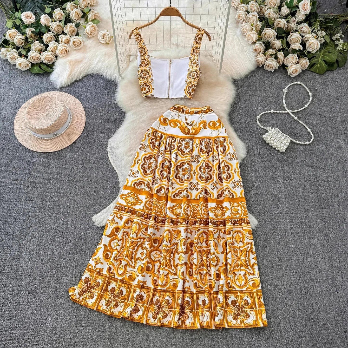 Sunset Bloom Floral Two-Piece Set